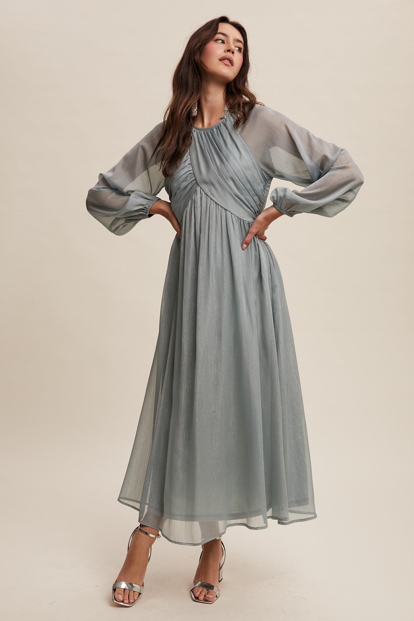 Vestido Chiffon Maxi Dress