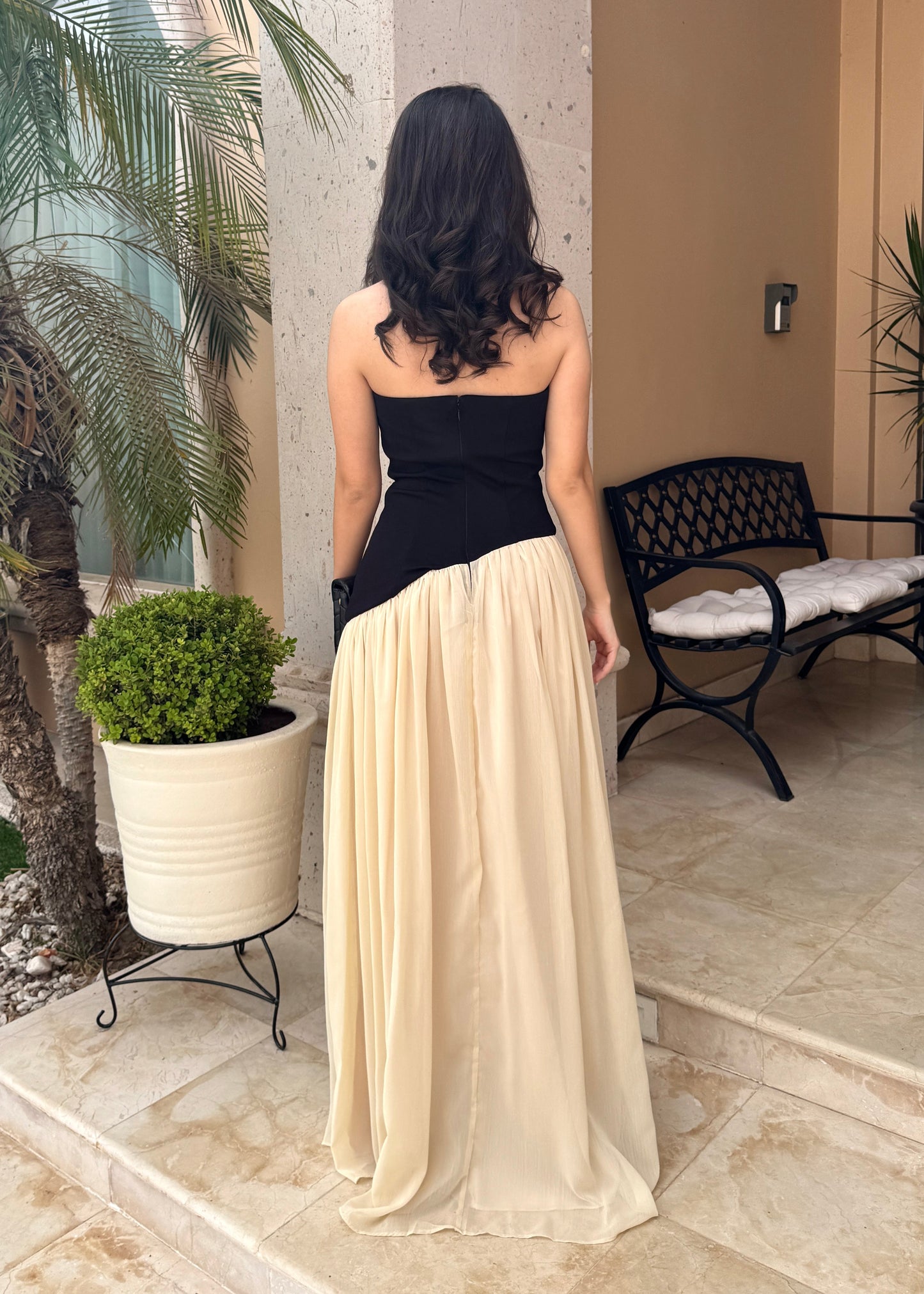 Vestido Chiffon Noir Marfil