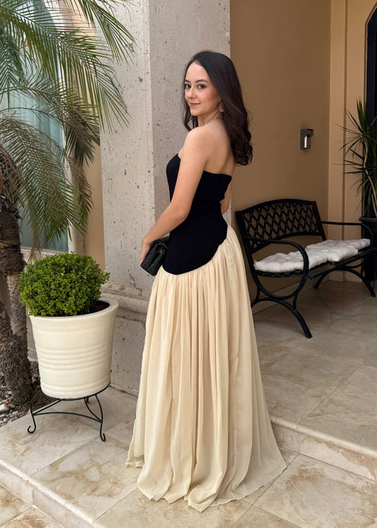 Vestido Chiffon Noir Marfil